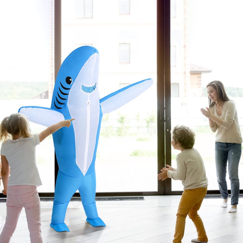KMiKE Inflatable Shark Costume for Adult Funny Halloween Costumes Fantasy Cosplay Blow up Costume (Blue, Adult) - Image 4